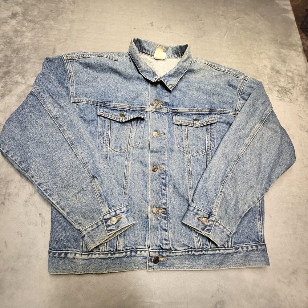 The Disney Store Jacket Mens XL Blue Denim Bomber Unlined Collared